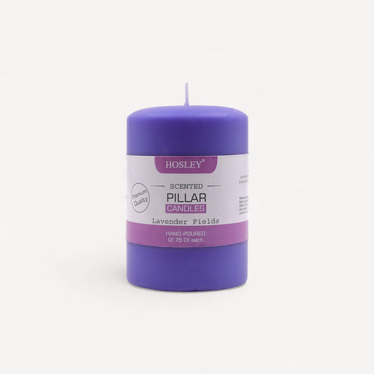 Hosley® Lavender Fields Highly Fragranced 4inch Pillar Candle