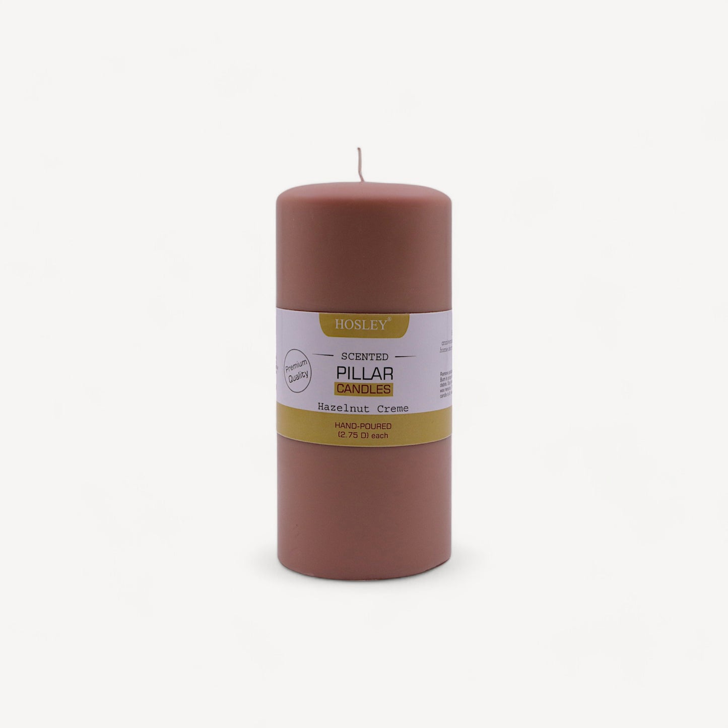 Hosley® Hazelnut Creme Highly Fragranced 6inch Pillar Candle