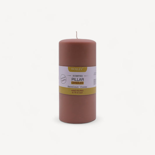 Hosley® Hazelnut Creme Highly Fragranced 6inch Pillar Candle