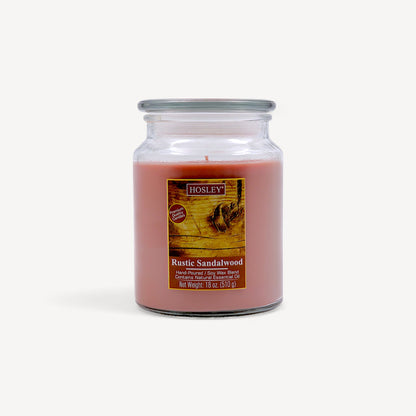 Hosley® Rustic Sandalwood Highly Fragranced, 18 Oz wax, Large Jar Candle