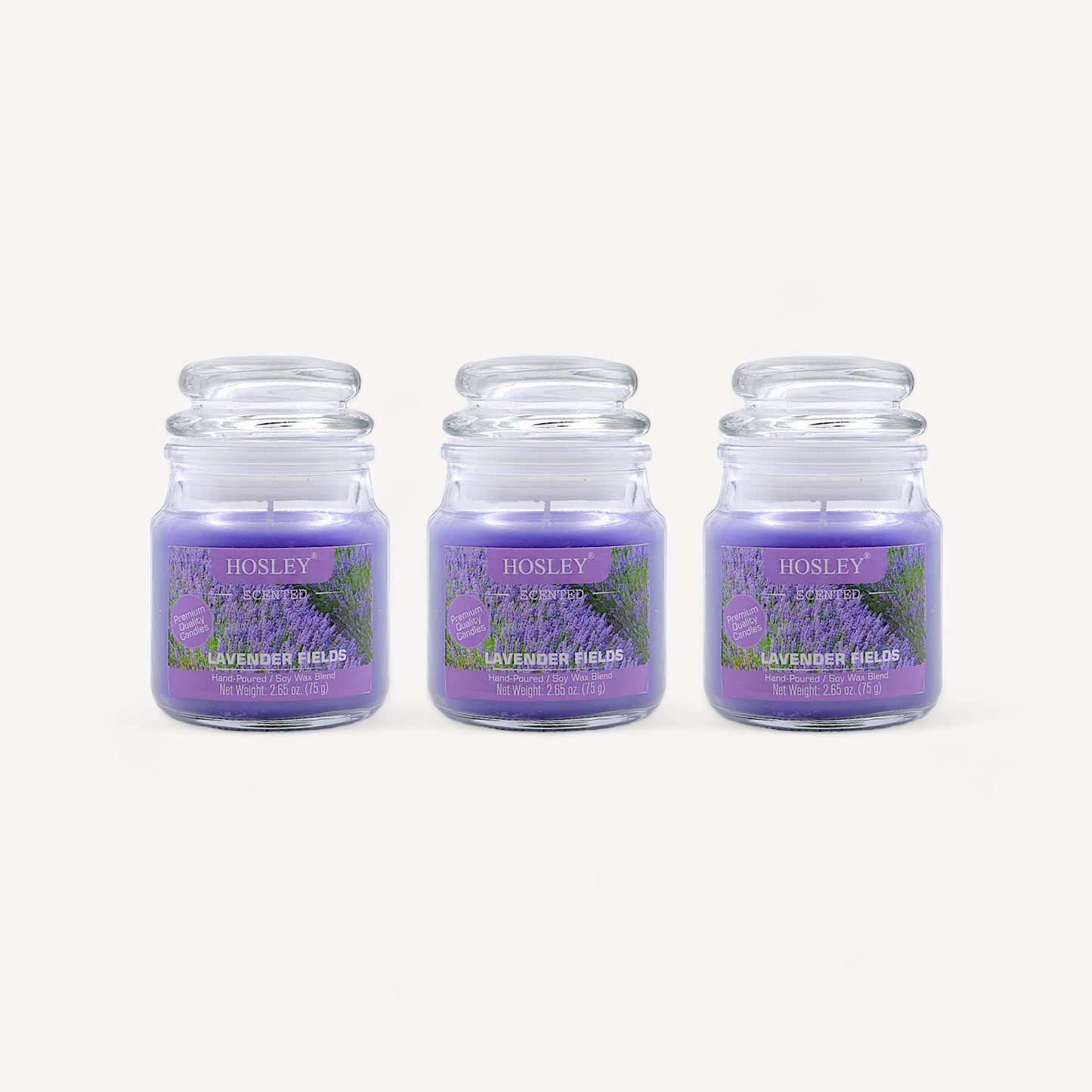 Set of 3 Hosley® Lavender Fields Highly Fragranced Jar Candles, 2.65 Oz wax each