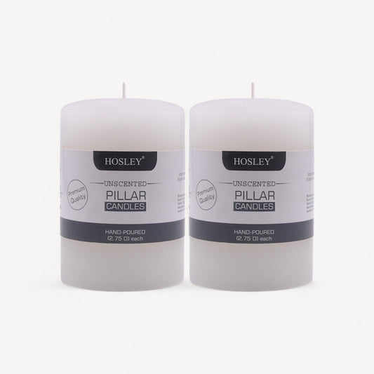 Set of 2 Hosley® Unscented 4inch Pillar Candles