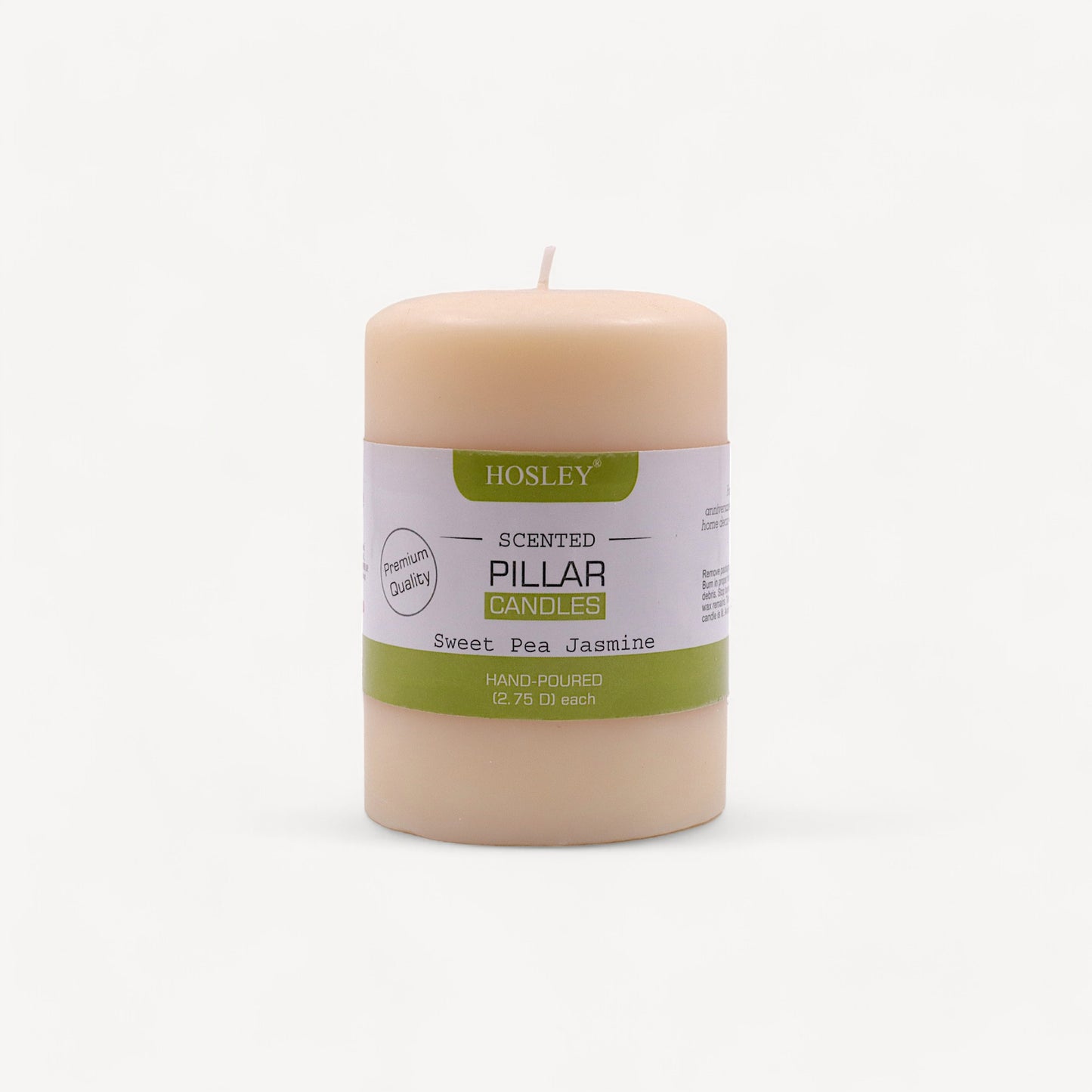 Hosley® Sweet Pea Jasmine Highly Fragranced 4inch Pillar Candle