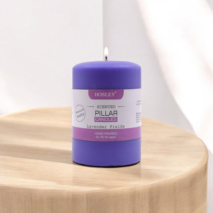 Hosley® Lavender Fields Highly Fragranced 4inch Pillar Candle