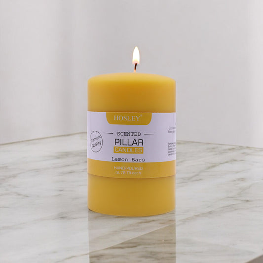 Hosley® Lemon Bar Highly Fragranced 4inch Pillar Candle