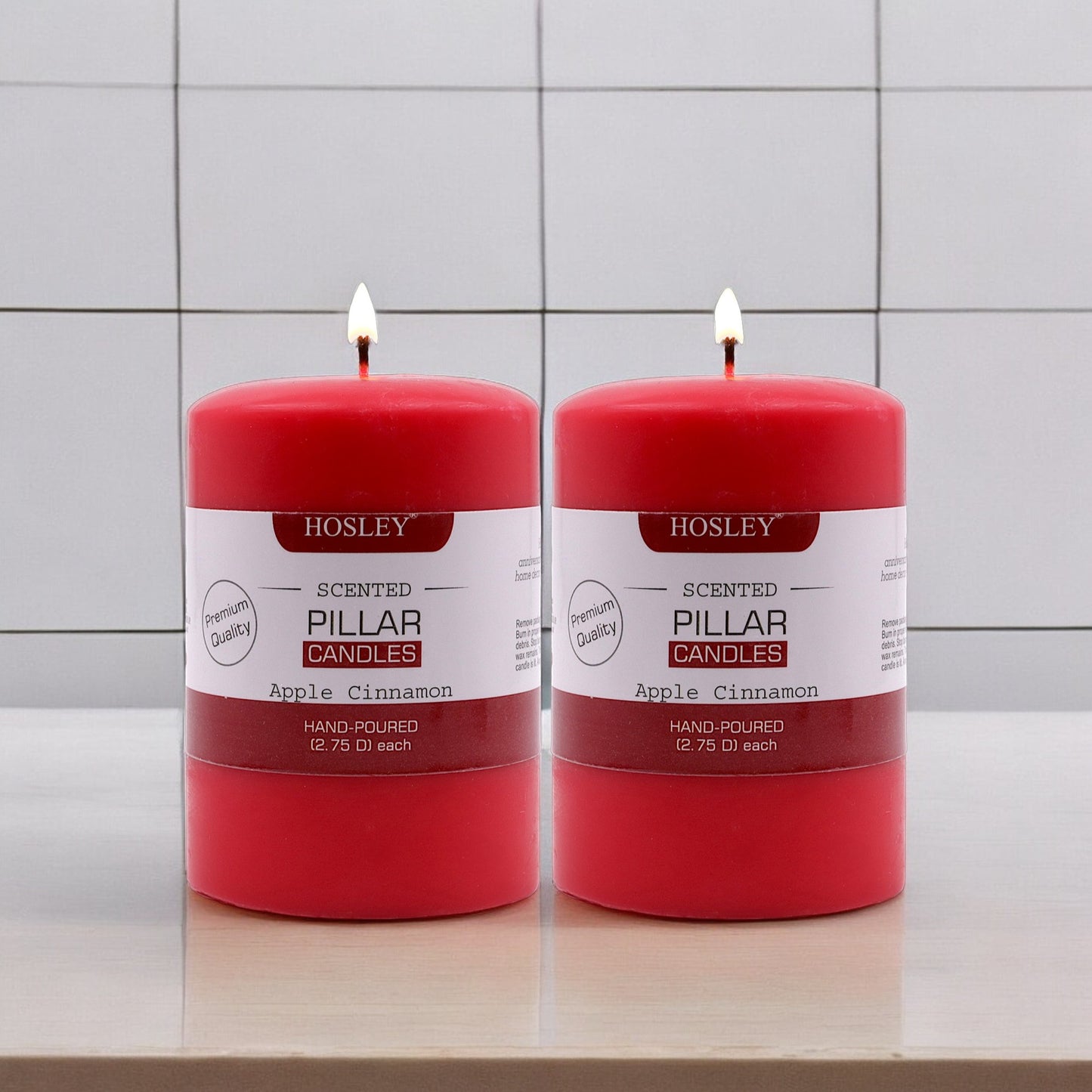 Hosley Set of 2 Apple Cinnamon 4Inchs Pillar Candles