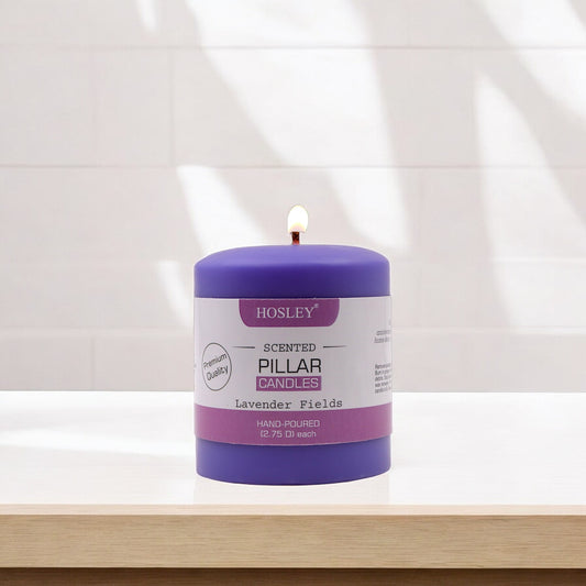 Hosley® Lavender Fields Highly Fragranced 3inch Pillar Candle