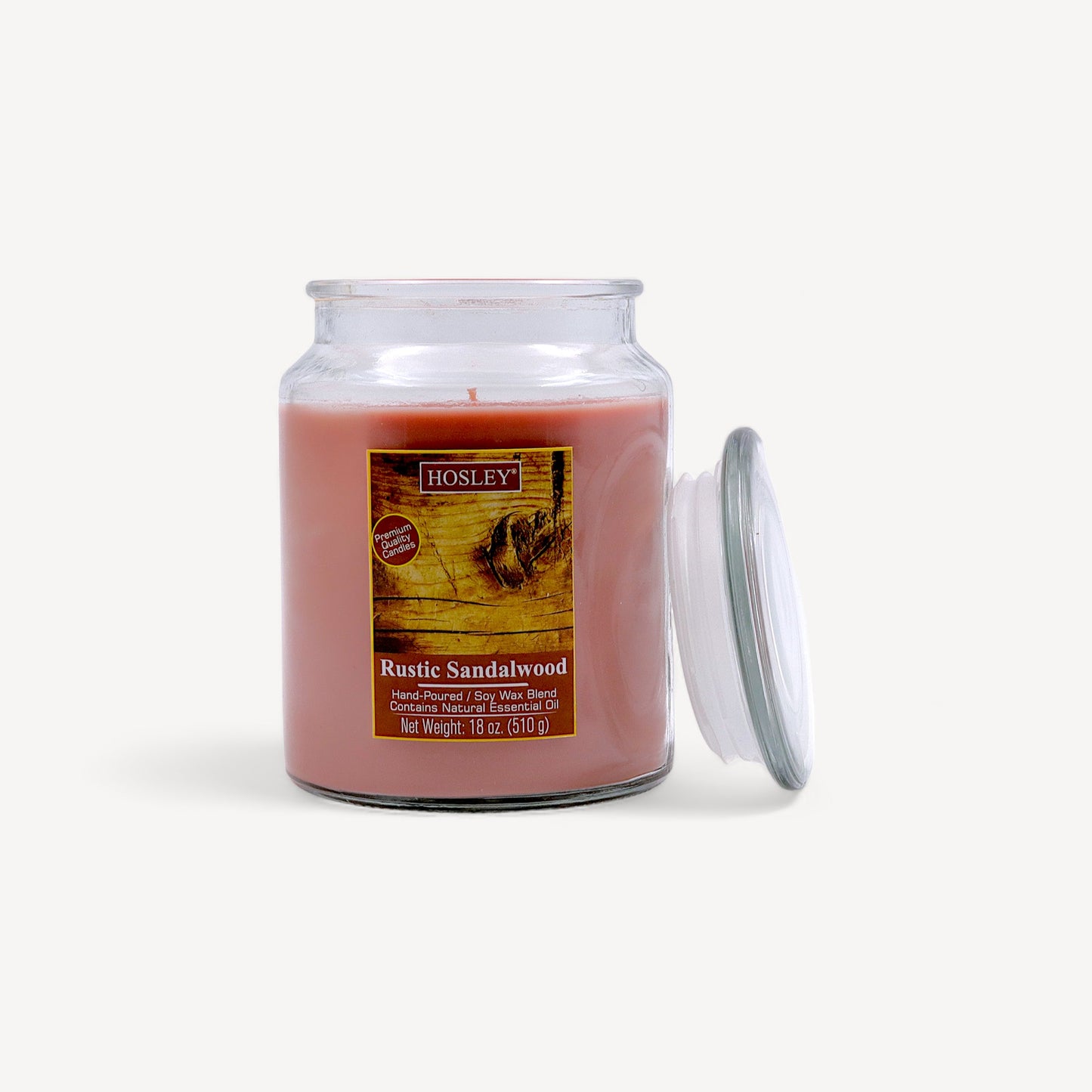 Hosley® Rustic Sandalwood Highly Fragranced, 18 Oz wax, Large Jar Candle