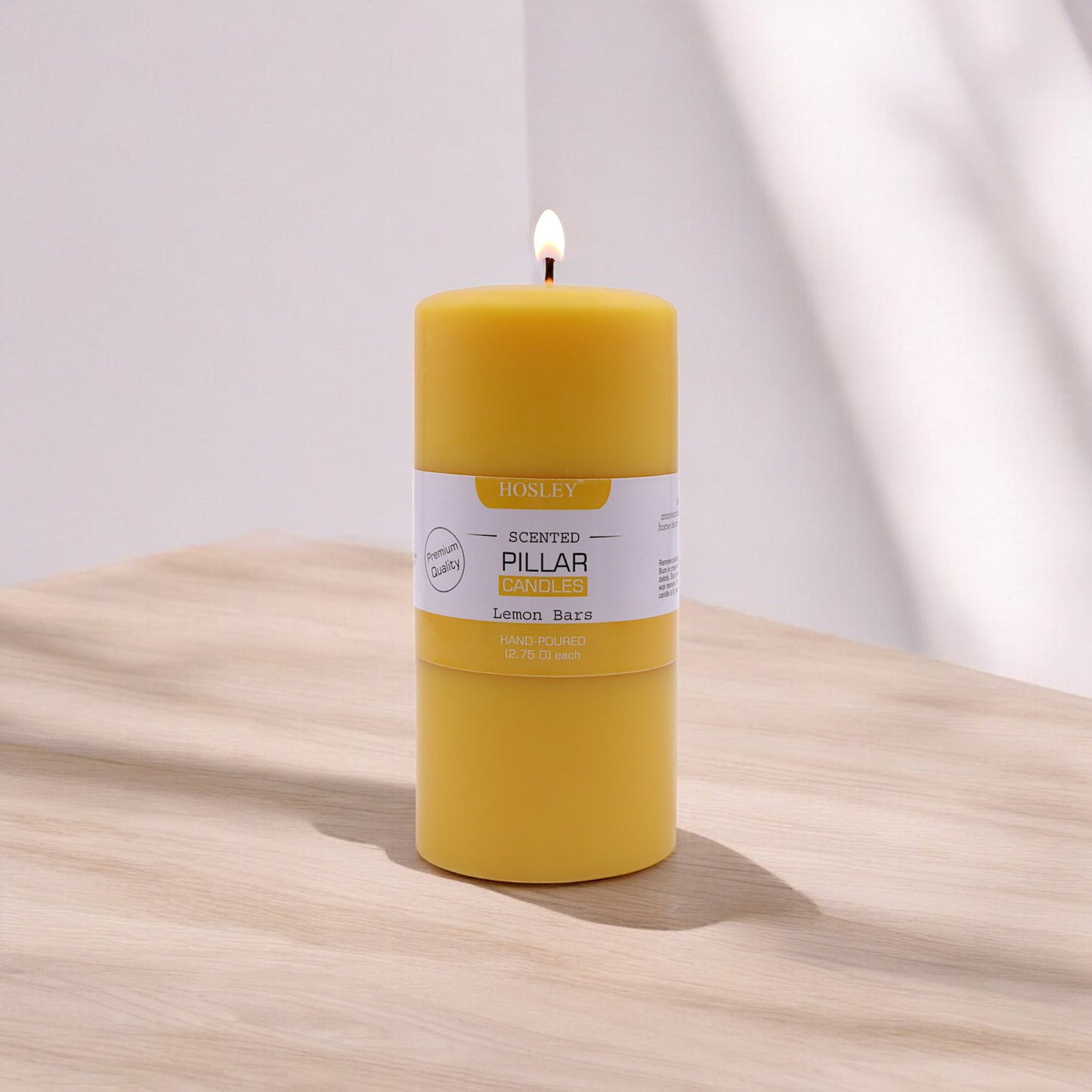 Hosley® Lemon Bar Highly Fragranced 6inch Pillar Candle