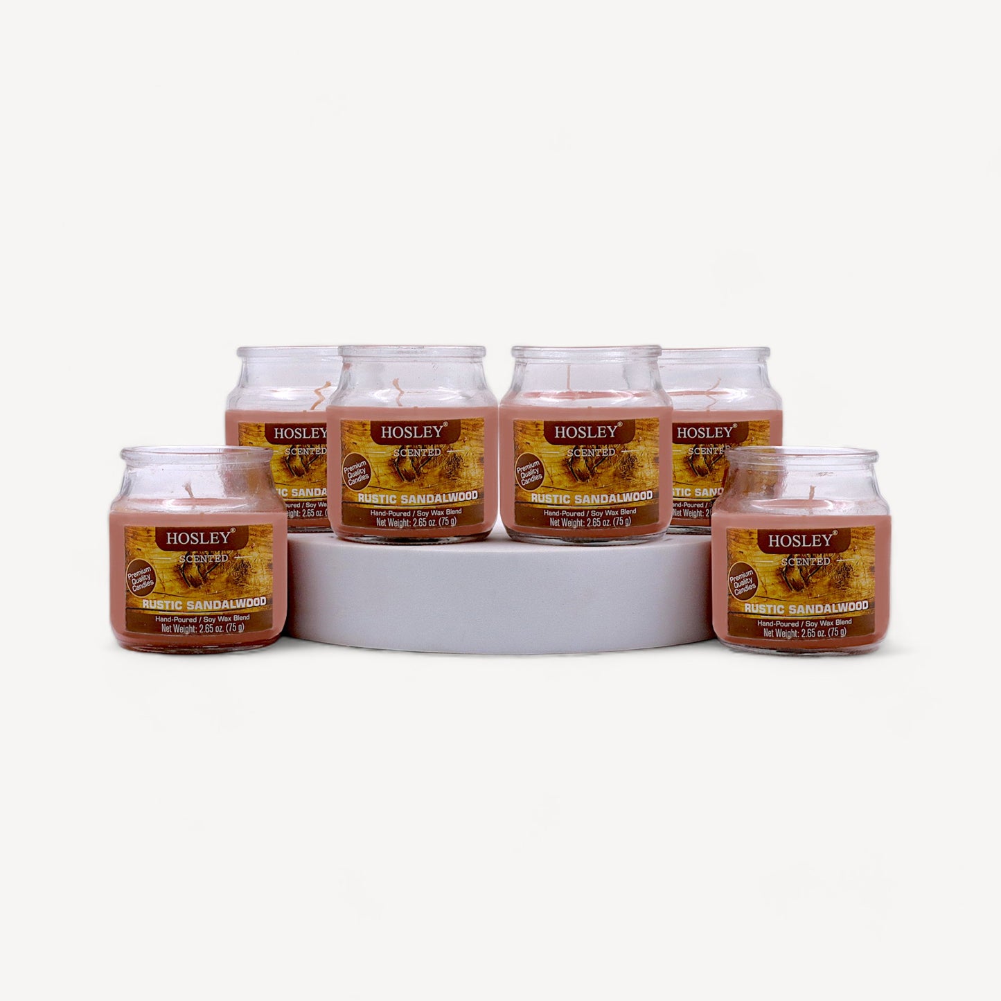 Hosley® Rustic Sandalwood Jar Candles - Set of 6