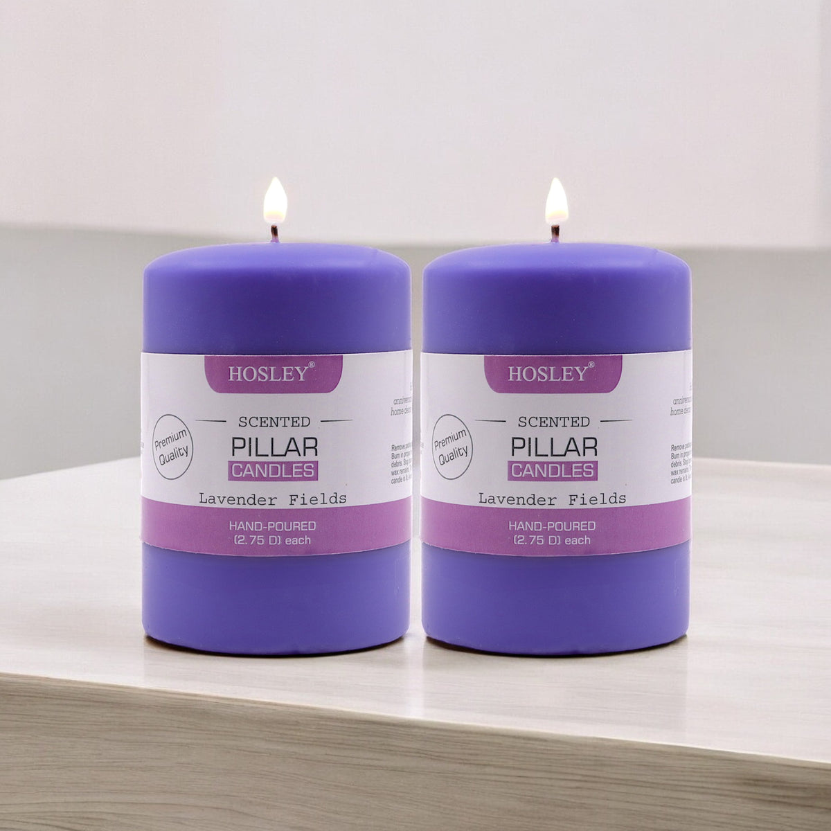 Hosley Set of 2 Lavender Fields 4Inchs Pillar Candles