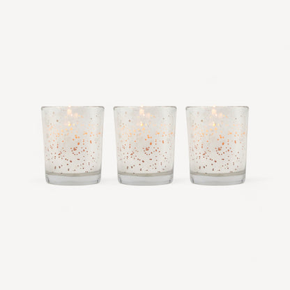 Hosley Set 3 Fragrance Metallic Silver Glass Candle