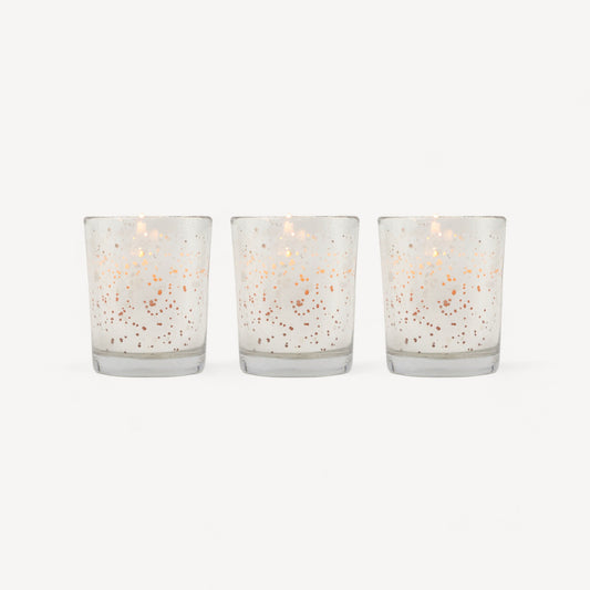 Hosley Set 3 Fragrance Metallic Silver Glass Candle