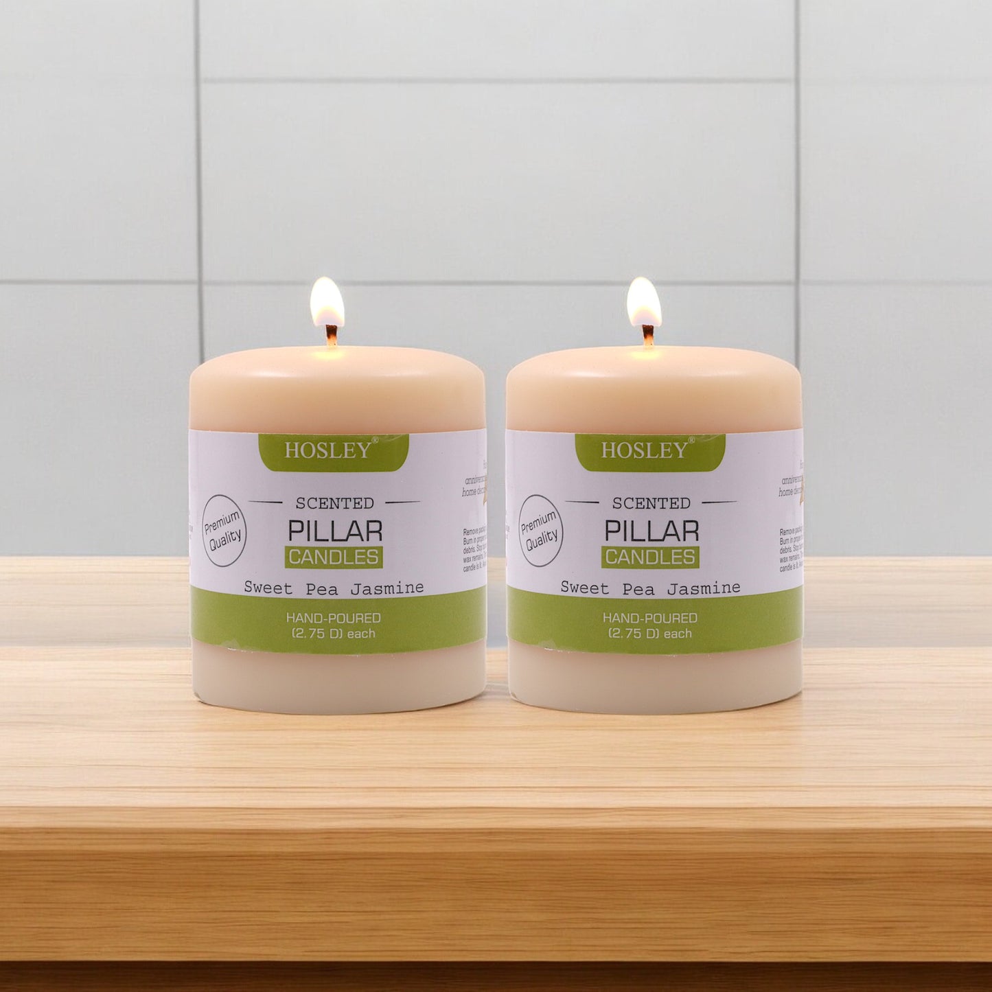 Hosley Set of 2 Sweeet Pea Jasmine 3Inchs Pillar Candles