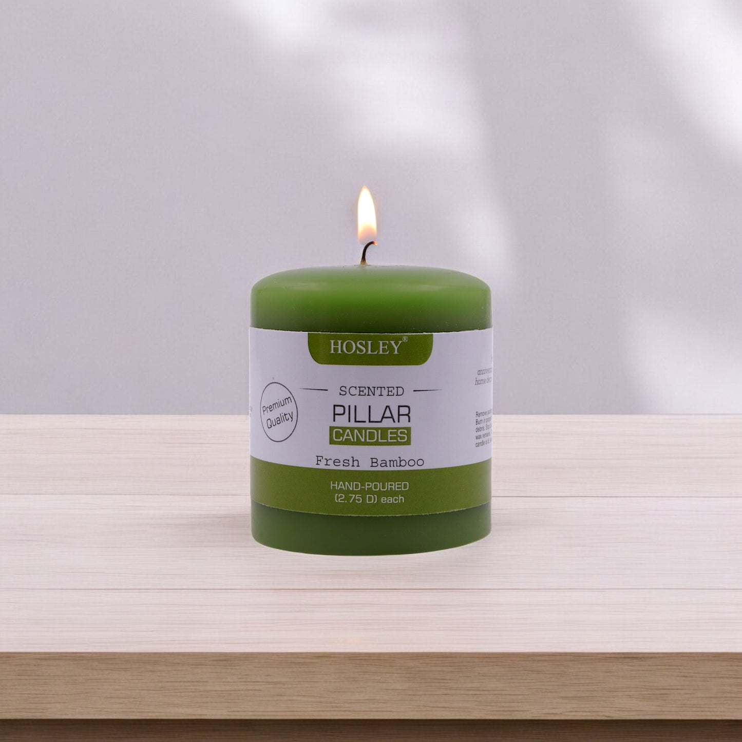 Hosley® Fresh Bamboo Highly Fragranced 3inch Pillar Candle