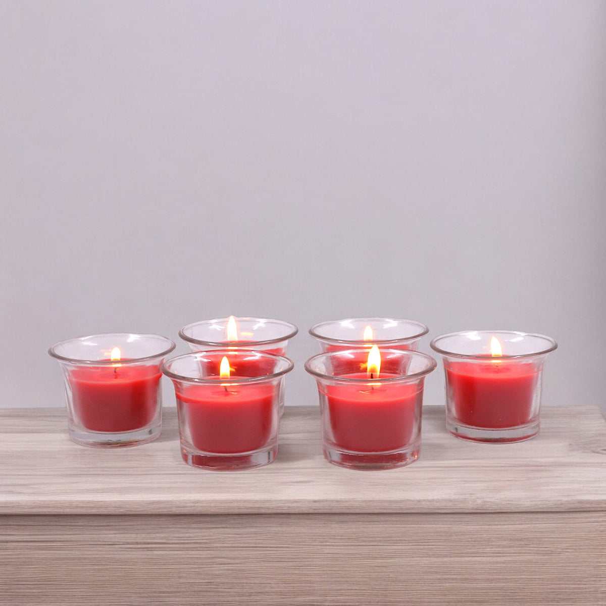 Hosley Highly Fragranced Apple Cinamon Filled Votive Glass Decoration Candles - Pack of 6, Red