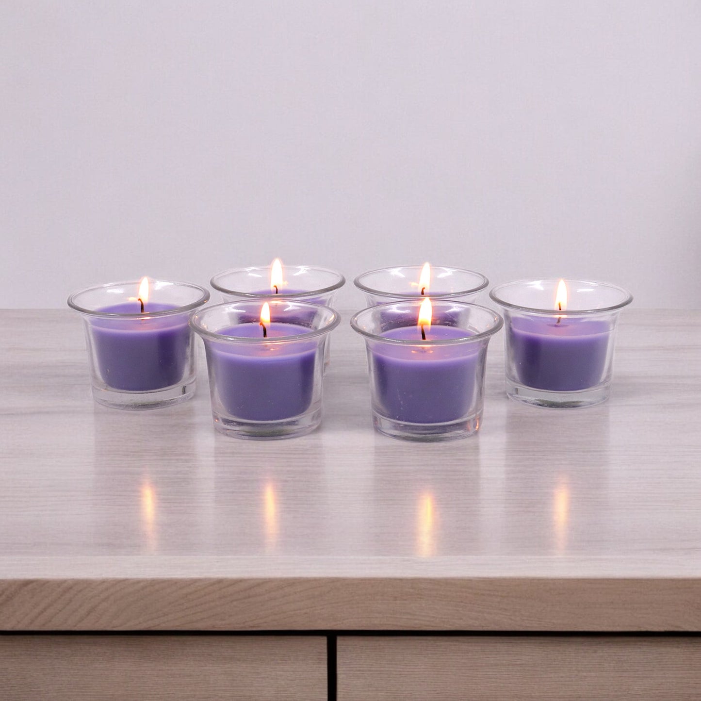 Hosley Highly Fragranced Lavender Filled Votive Glass Candle Holder - Pack of 6, Purple