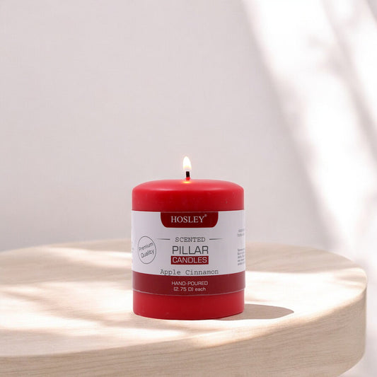 Hosley® Apple Cinnamon Highly Fragranced 3inch Pillar Candle