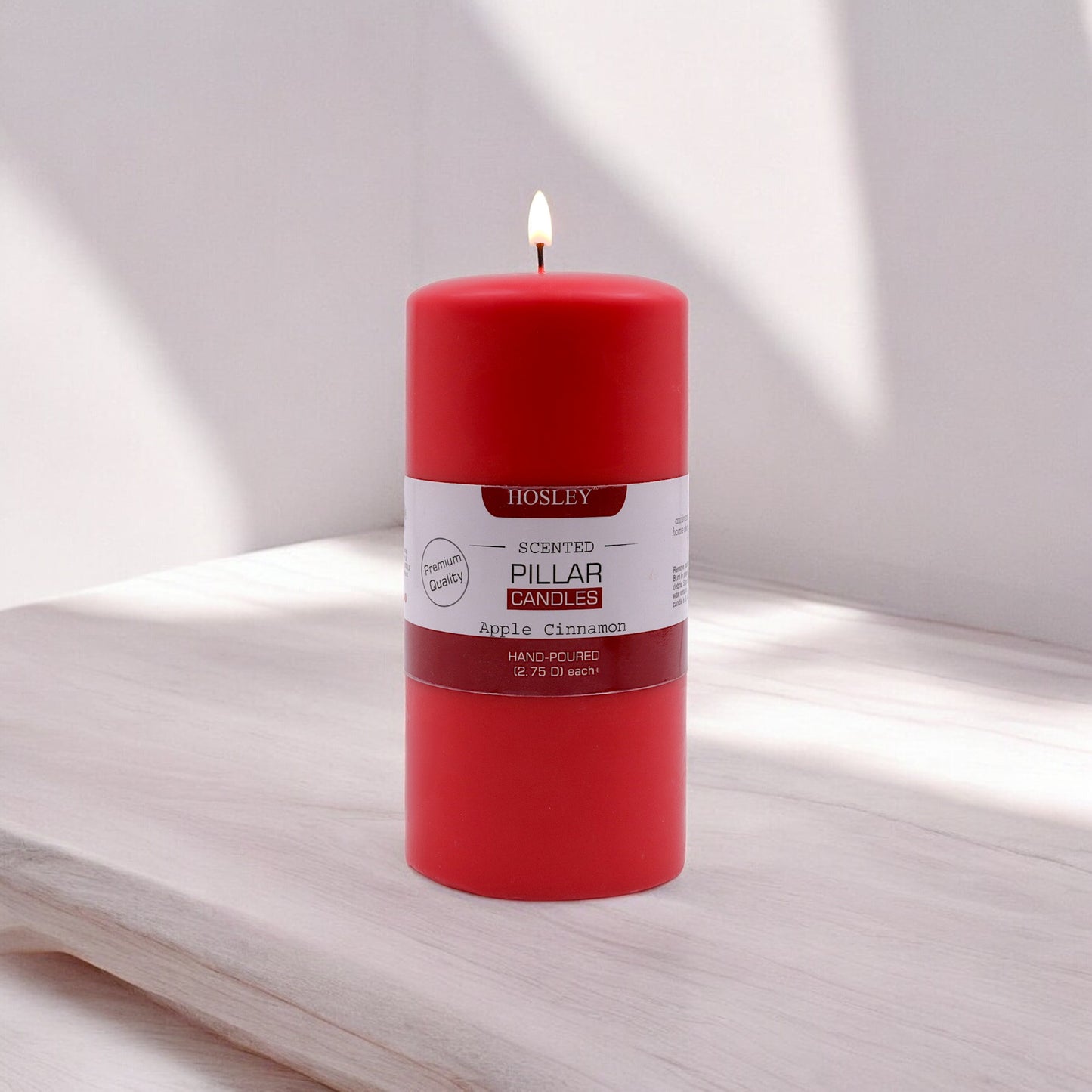 Hosley® Apple Cinnamon Highly Fragranced 6inch Pillar Candle