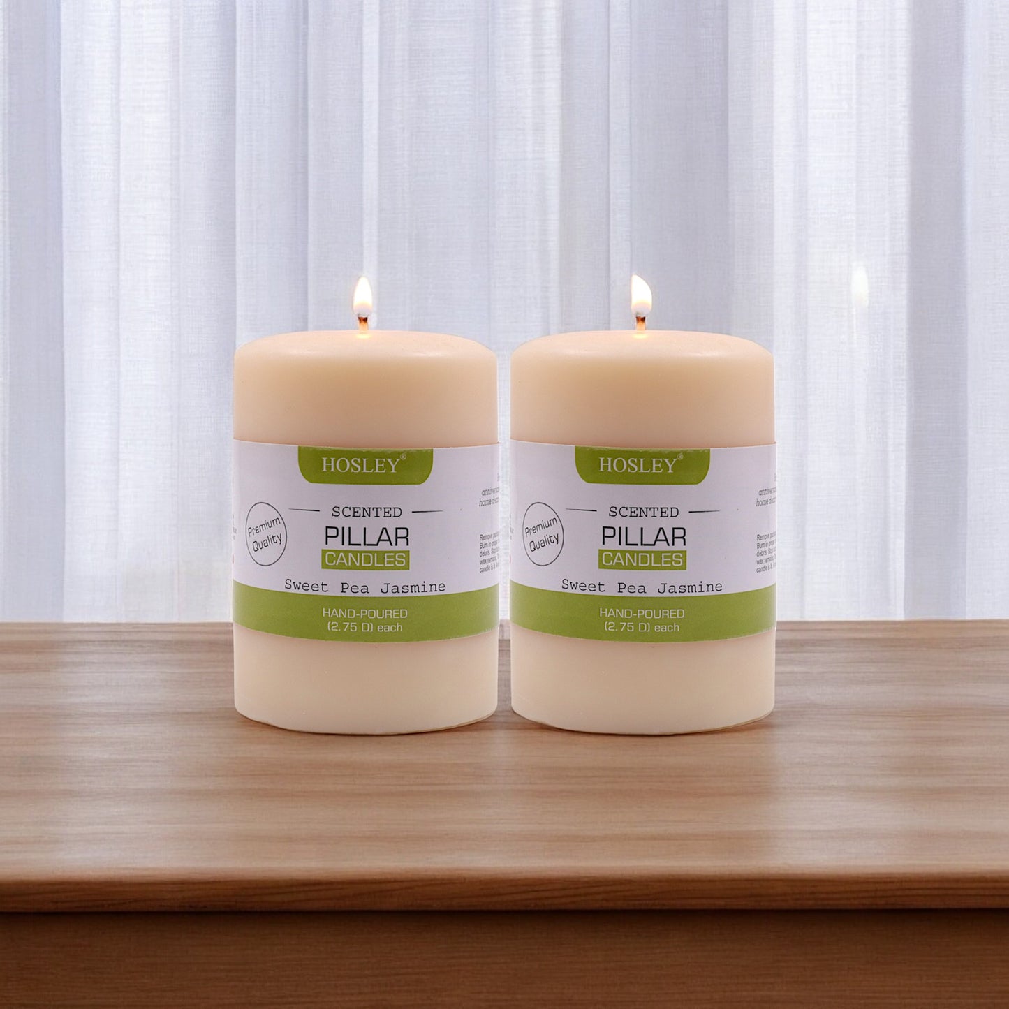 Hosley Set of 2 Sweeet Pea Jasmine 4Inchs Pillar Candles