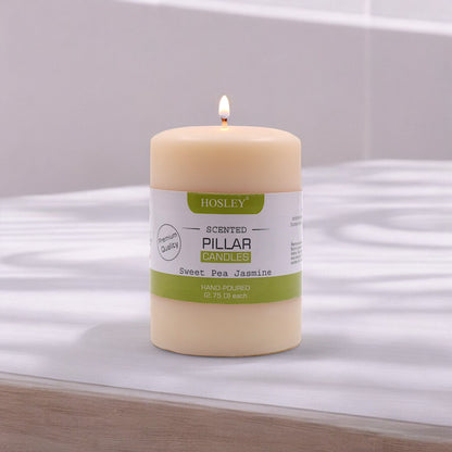 Hosley® Sweet Pea Jasmine Highly Fragranced 4inch Pillar Candle