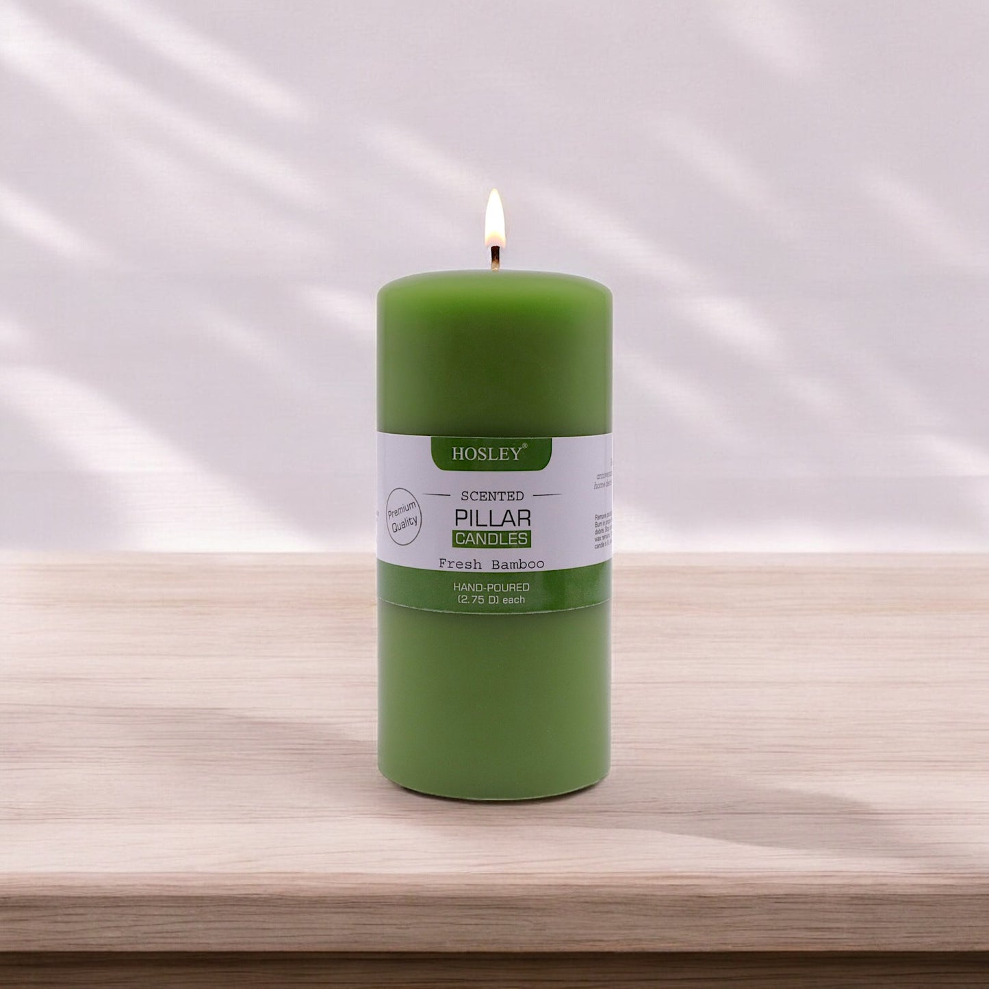 Hosley® Fresh Bamboo Highly Fragranced 6inch Pillar Candle