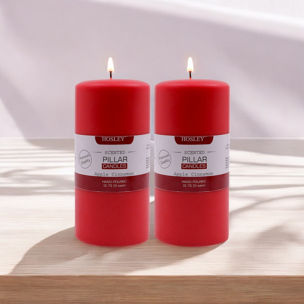 Hosley Set of 2 Apple Cinnamon 6Inchs Pillar Candles