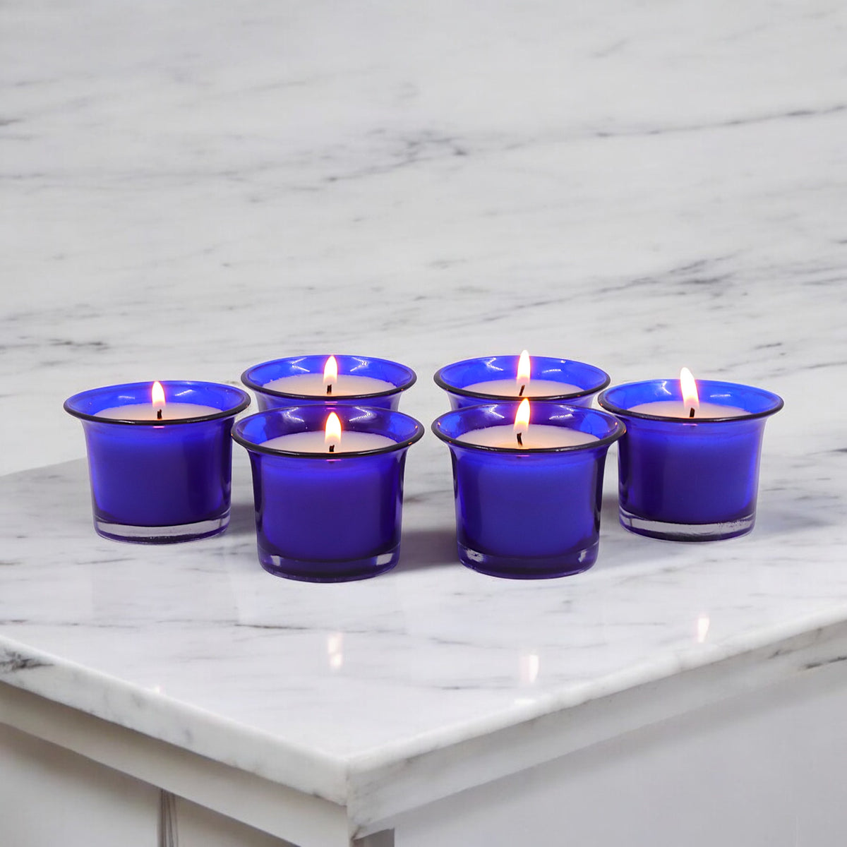 Hosley Highly Fragranced Lavender Filled Votive Glass Candle Holder - Pack of 6, Blue