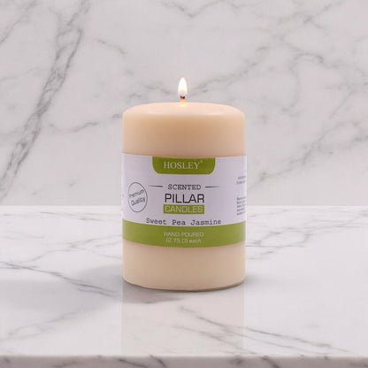 Hosley® Sweet Pea Jasmine Highly Fragranced 4inch Pillar Candle