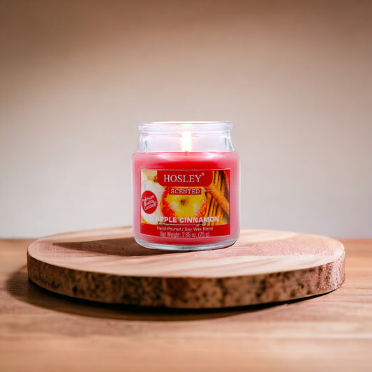 Hosley® Apple Cinnamon Highly Fragranced, 2.65 Oz wax, Jar Candle