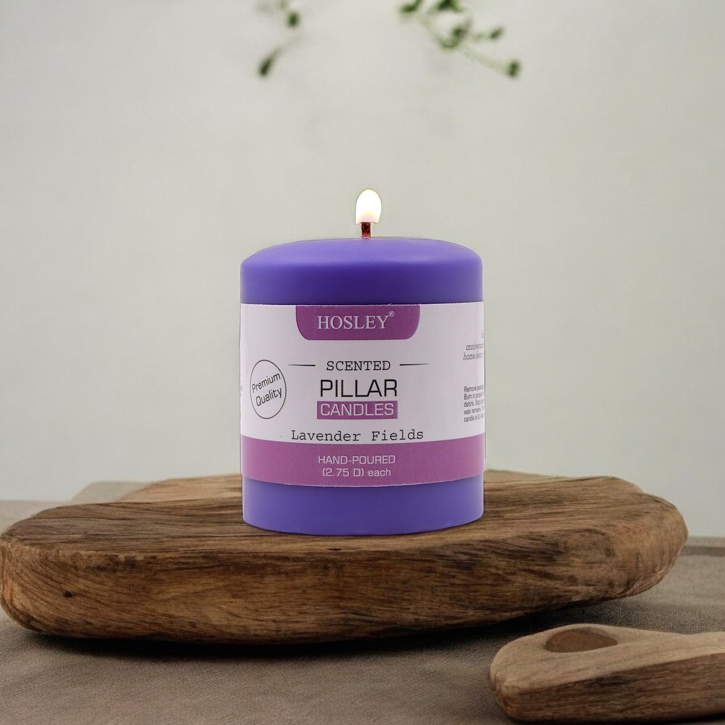 Hosley® Lavender Fields Highly Fragranced 3inch Pillar Candle