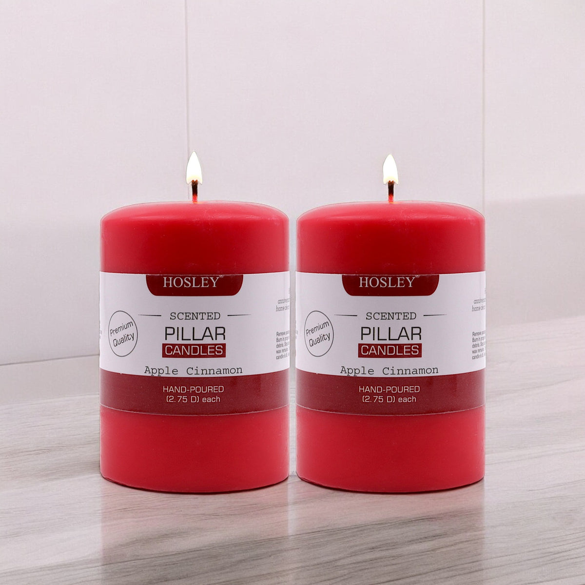Hosley Set of 2 Apple Cinnamon 4Inchs Pillar Candles