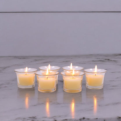 Hosley Highly Fragranced Sweet Pea Jasmine Filled Votive Glass Candle Holder - Pack of 6, White