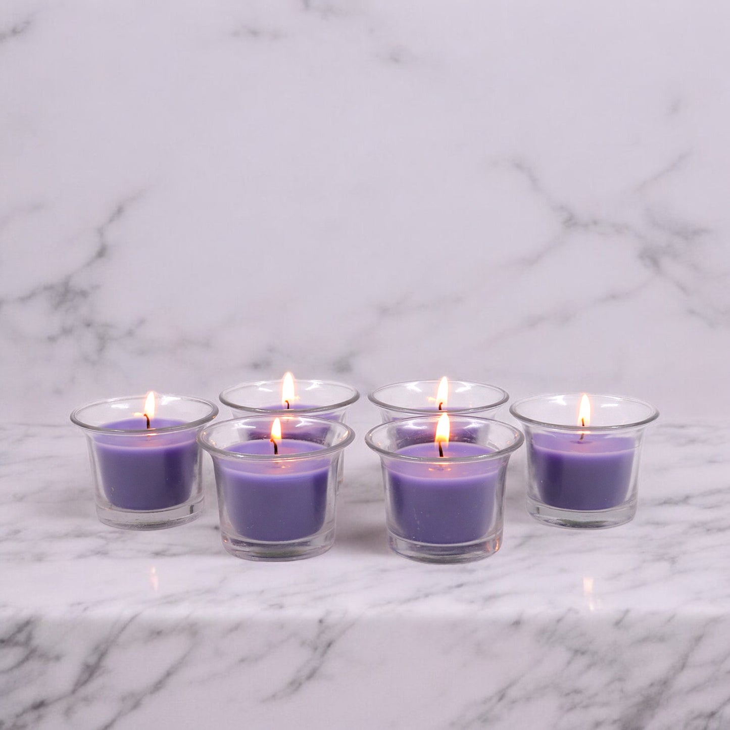 Hosley Highly Fragranced Lavender Filled Votive Glass Candle Holder - Pack of 6, Purple