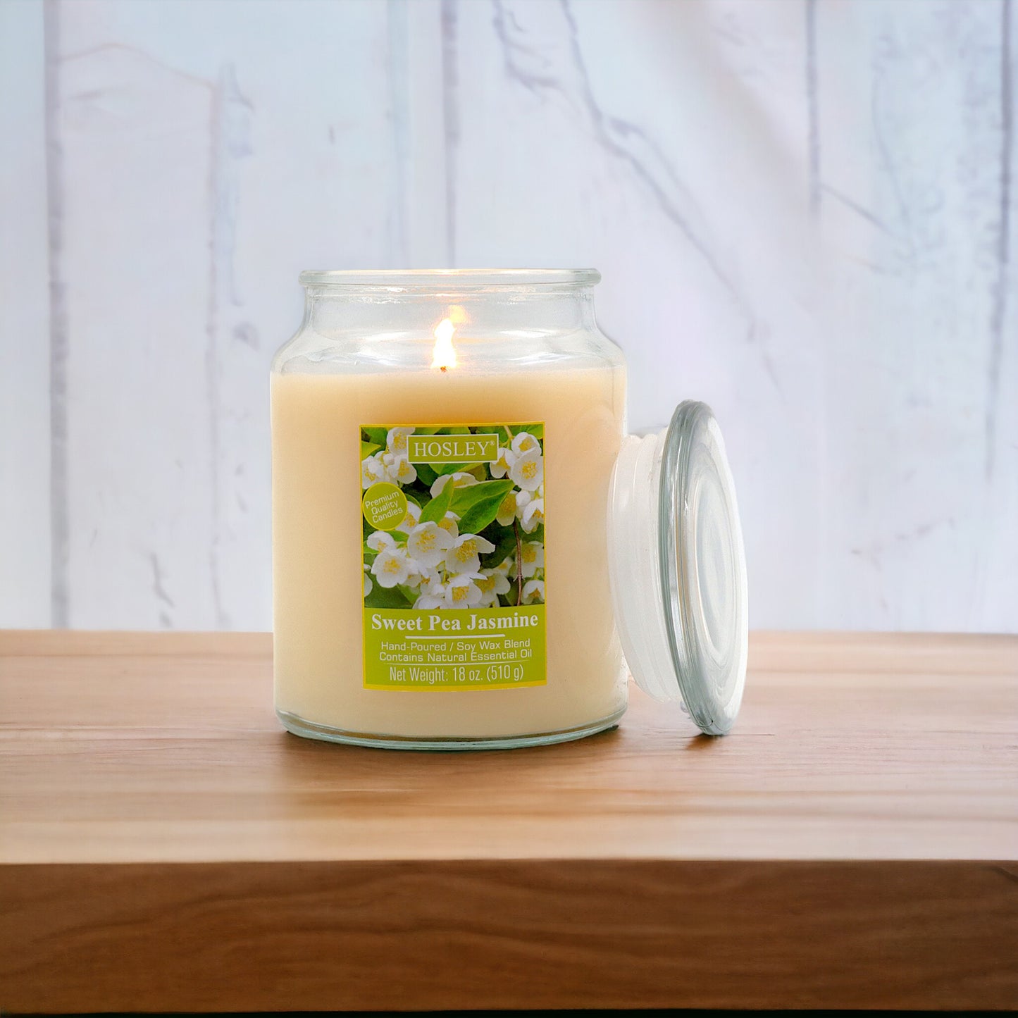 Hosley® Sweet Pea Jasmine Highly Fragranced, 18 Oz wax, Large Jar Candle