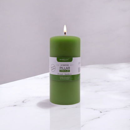 Hosley® Fresh Bamboo Highly Fragranced 6inch Pillar Candle