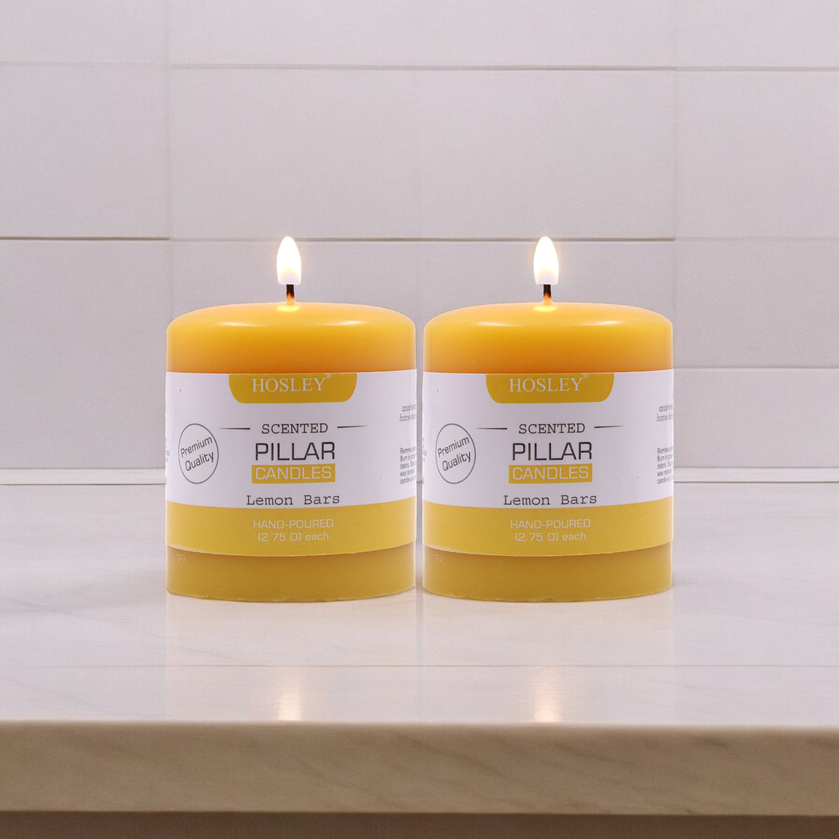 Hosley Set of 2 Lemon Bar 3Inchs Pillar Candles