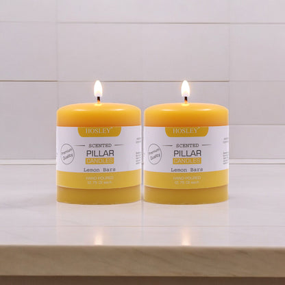 Hosley Set of 2 Lemon Bar 3Inchs Pillar Candles