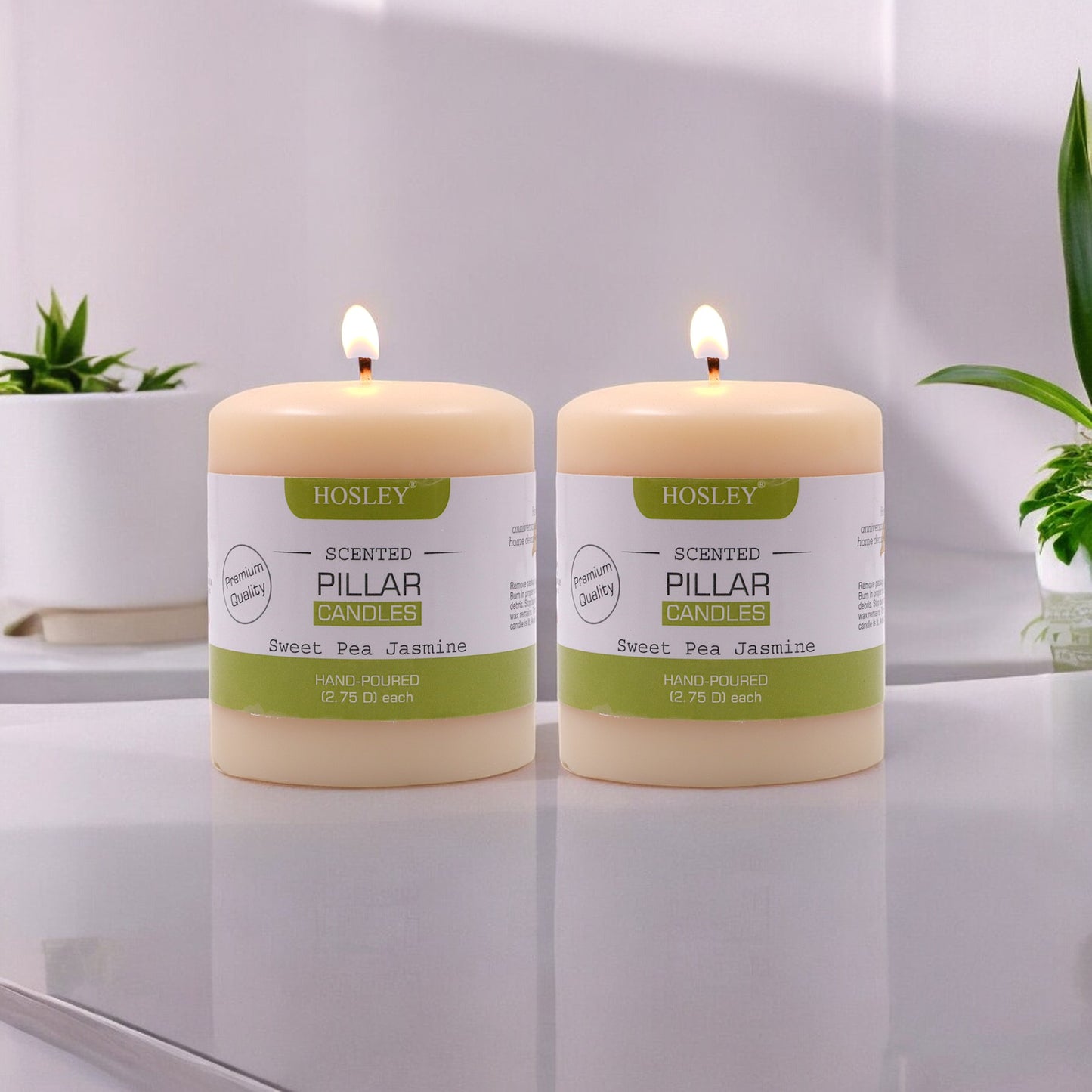 Hosley Set of 2 Sweeet Pea Jasmine 3Inchs Pillar Candles