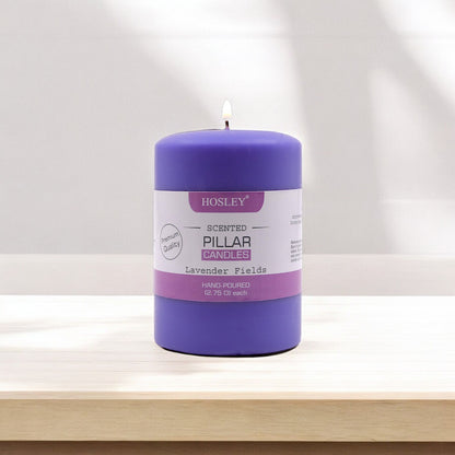 Hosley® Lavender Fields Highly Fragranced 4inch Pillar Candle