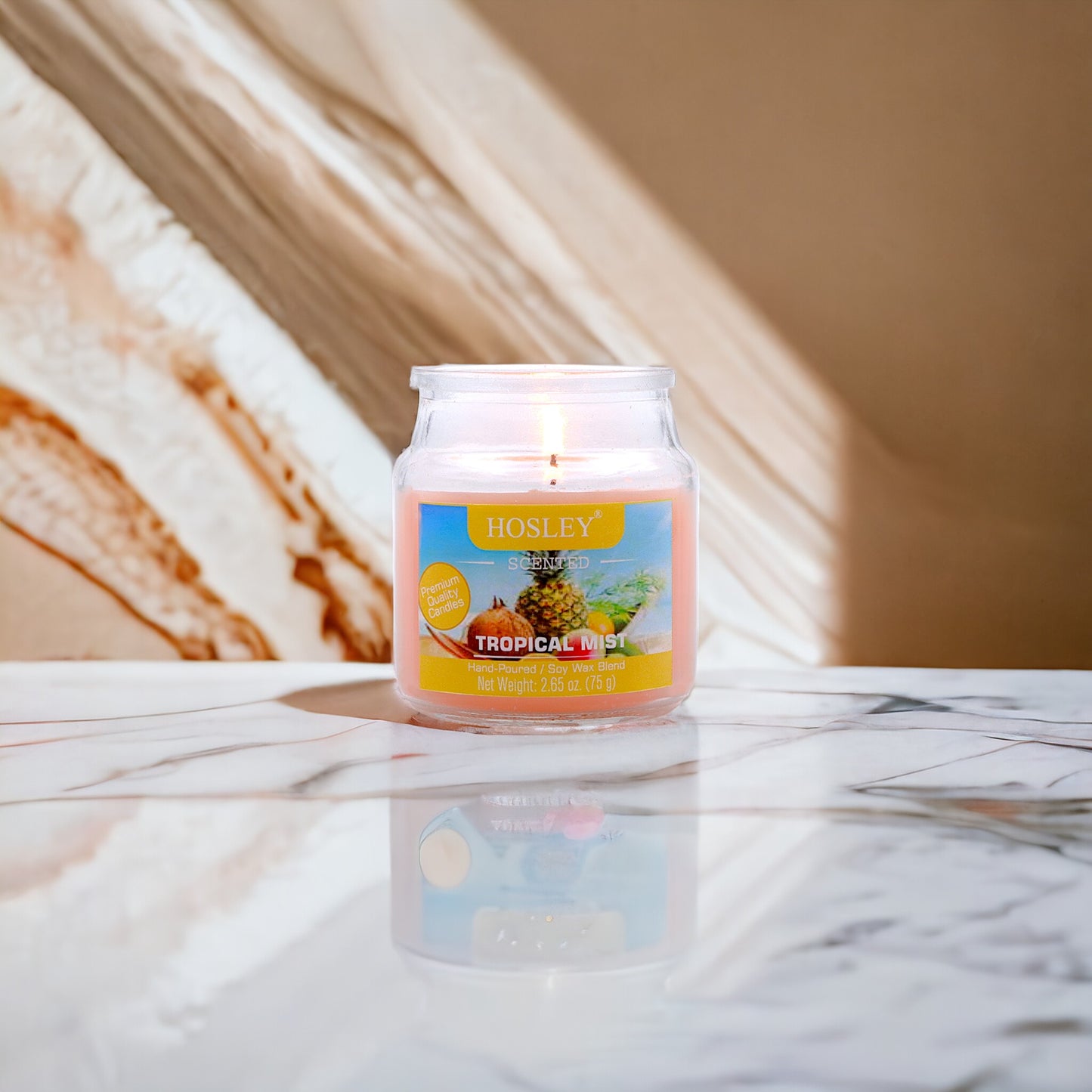 Hosley® Tropical Mist Highly Fragranced, 2.65 Oz wax, Jar Candle