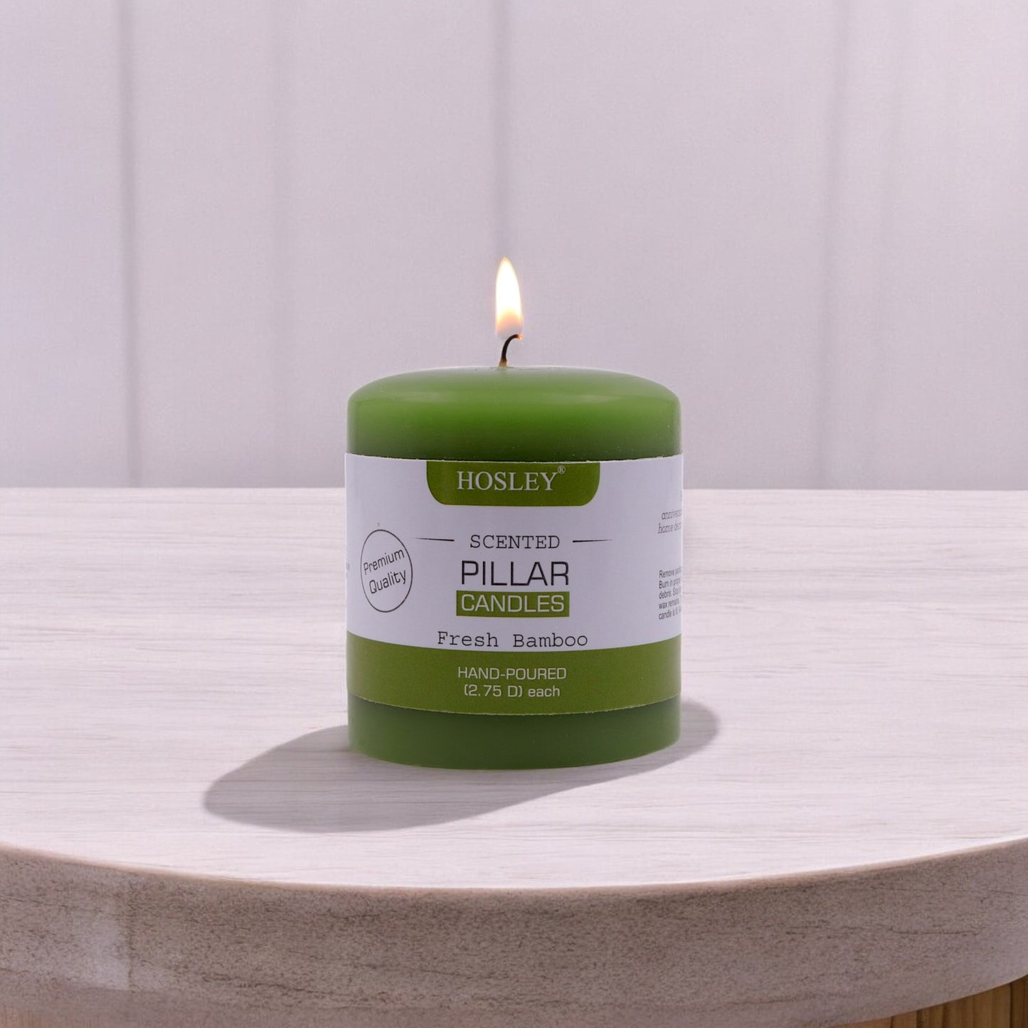 Hosley® Fresh Bamboo Highly Fragranced 3inch Pillar Candle