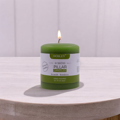 Hosley® Fresh Bamboo Highly Fragranced 3inch Pillar Candle