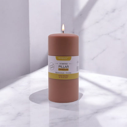 Hosley® Hazelnut Creme Highly Fragranced 6inch Pillar Candle