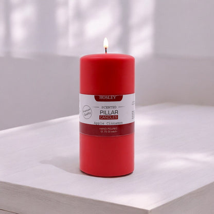 Hosley® Apple Cinnamon Highly Fragranced 6inch Pillar Candle