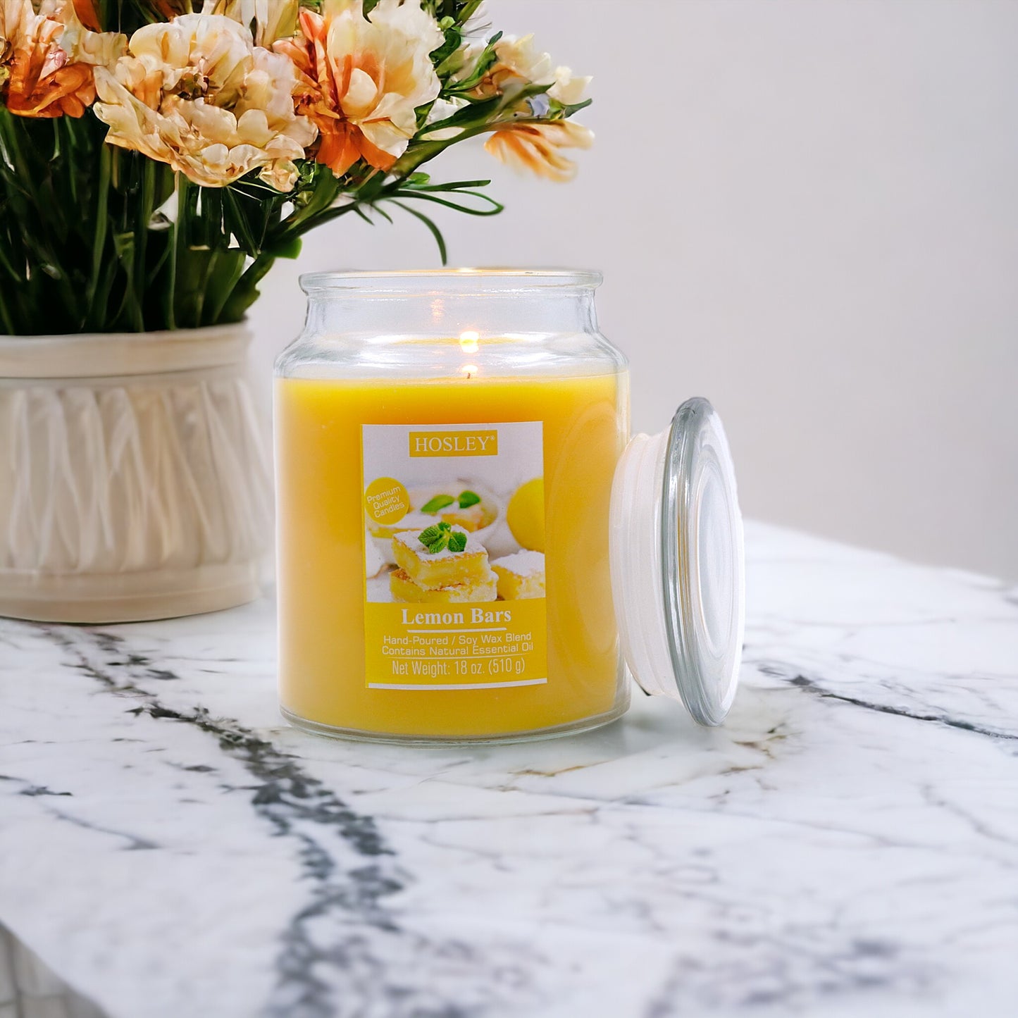 Hosley® Lemon Bar Highly Fragranced, 18 Oz wax, Large Jar Candle