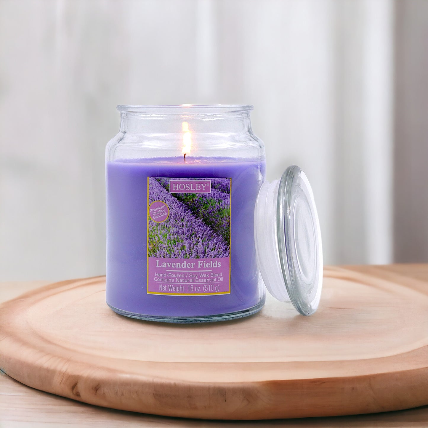 Hosley® Lavender Fields Highly Fragranced, 18 Oz wax, Large Jar Candle