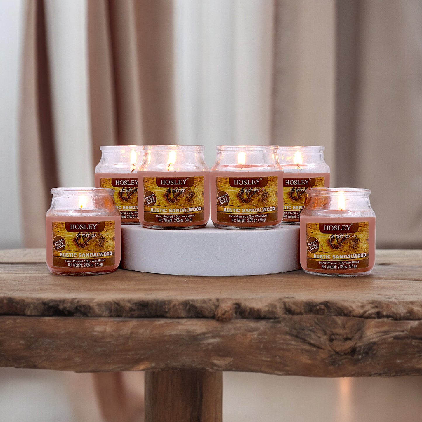 Hosley® Rustic Sandalwood Jar Candles - Set of 6