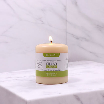 Hosley® Sweet Pea Jasmine Highly Fragranced 3inch Pillar Candle