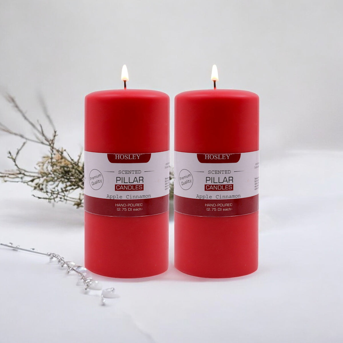 Hosley Set of 2 Apple Cinnamon 6Inchs Pillar Candles